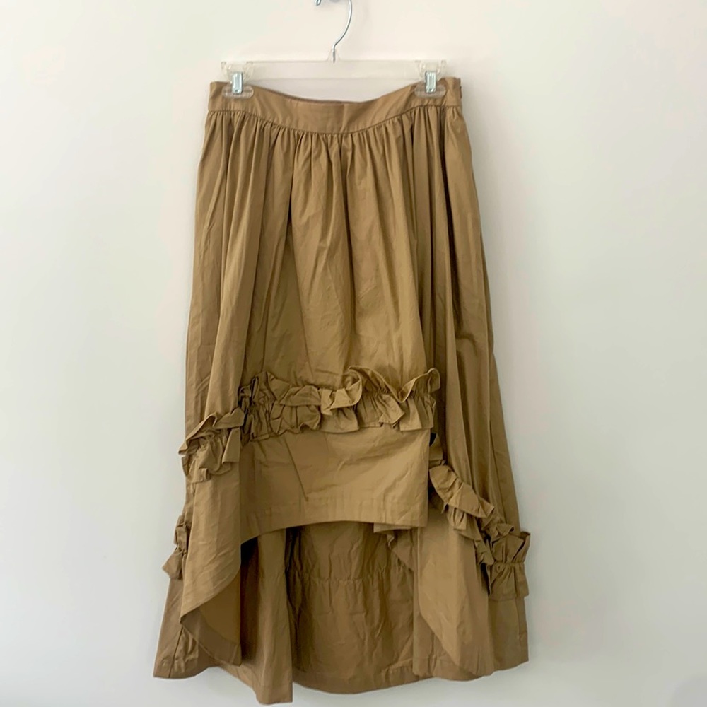 Size Medium high/low tan ruffled skirt